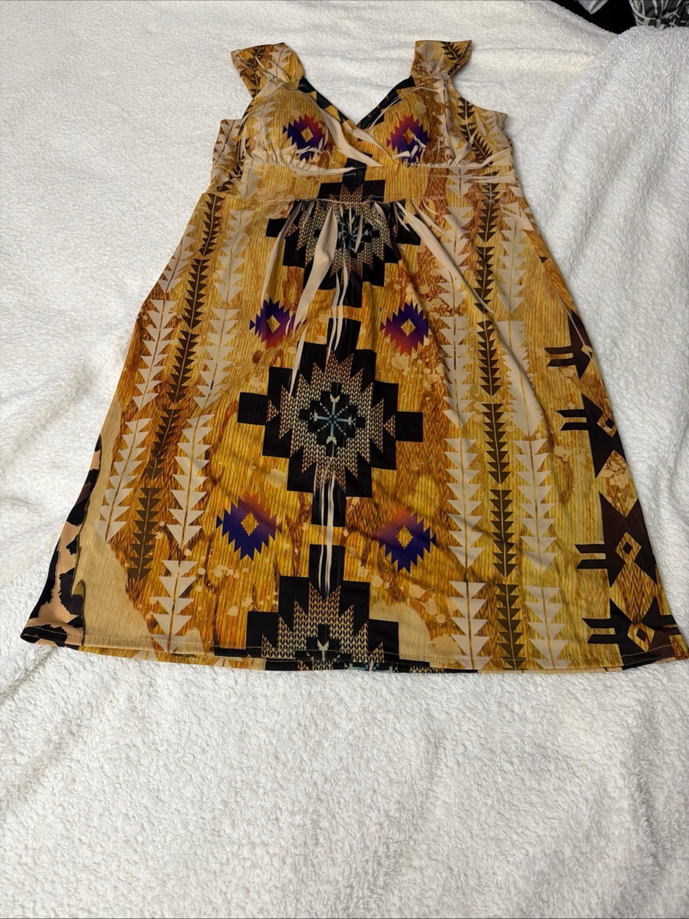 Fresh of LA Women’s Tribal Print A-Line Skirt - Mustard Yellow size M